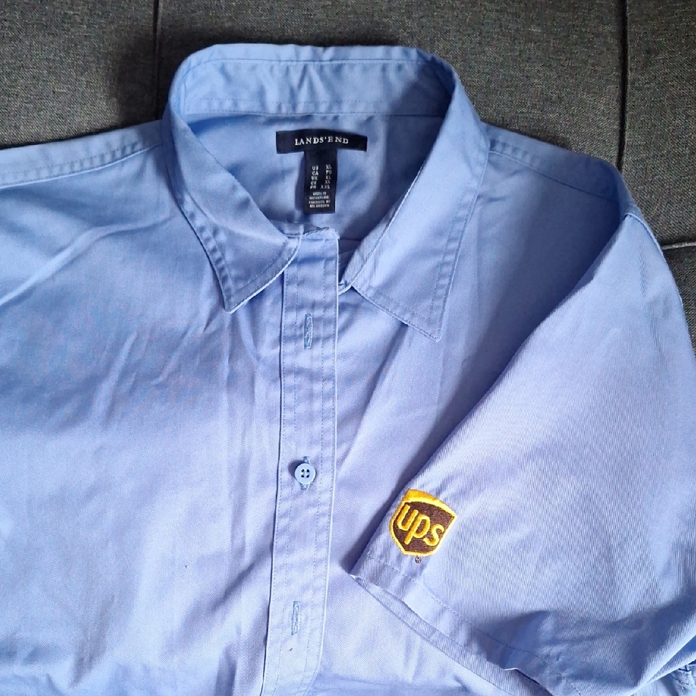 UPS Lands' End Light Blue Women's Button Down Shirt